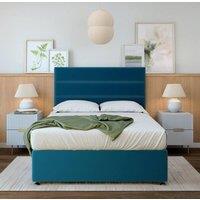Bedmaster Signature Platinum 2000 Pocket Sprung Plush Velvet Divan Set And Headboard in Blue | Size: King