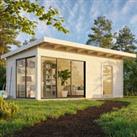 Palmako Andrea 6.4m x 4m Double Glazed Contemporary Log Cabin Sliding Doors Plus (44mm)
