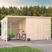 16' x 6' Palmako Leif Heavy Duty Wooden Shed with Bike Shelter (4.7m x 1.9m)