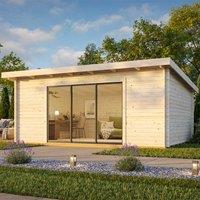 Palmako Lea 5.8m x 4.5m Double Glazed Log Cabin Garden Office Sliding Doors Plus (44mm)