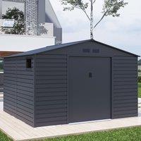 11' x 11' Lotus Hypnos Apex Metal Shed - Grey (3.41m x 3.22m)