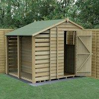 7' x 5' Forest 4Life 25yr Guarantee Overlap Pressure Treated Apex Wooden Shed with Logstore (2.18m x 2.31m)