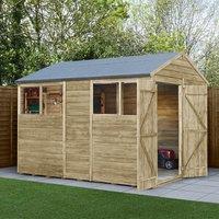 10' x 6' Forest 4Life 25yr Guarantee Overlap Pressure Treated Double Door Apex Wooden Shed (3.01m x 