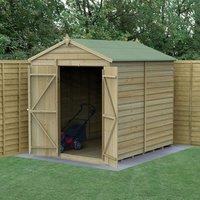 8' x 6' Forest 4Life 25yr Guarantee Overlap Pressure Treated Windowless Double Door Apex Wooden Shed (2.42m x 1.99m) - Next Working Day Delivery