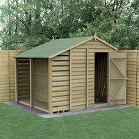 8' x 6' Forest 4Life 25yr Guarantee Overlap Pressure Treated Windowless Apex Wooden Shed with Logstore (2.42m x 2.64m)