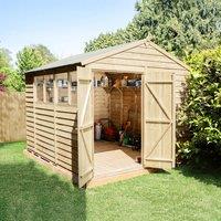 10' x 8' Forest 4Life 25yr Guarantee Overlap Pressure Treated Double Door Apex Wooden Shed (3.01m x 2.61m) - Next Working Day Delivery