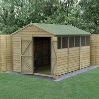 12' x 8' Forest 4Life 25yr Guarantee Overlap Pressure Treated Double Door Apex Wooden Shed (3.6m x 2.61m) - Next Working Day Delivery
