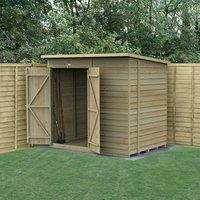 7' x 5' Forest 4Life 25yr Guarantee Overlap Pressure Treated Windowless Double Door Pent Wooden Shed
