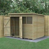 8' x 6' Forest 4Life 25yr Guarantee Overlap Pressure Treated Double Door Pent Wooden Shed (2.51m x 2.04m) - Next Working Day Delivery