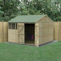 10' x 10' Forest 4Life 25yr Guarantee Overlap Pressure Treated Double Door Reverse Apex Wooden Shed 