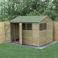 10' x 8' Forest 4Life 25yr Guarantee Overlap Pressure Treated Double Door Reverse Apex Wooden Shed -
