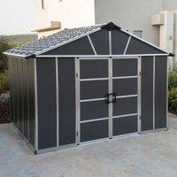 11' x 9' Palram Canopia Yukon Premium Dark Grey Skylight Plastic Shed with WPC Floor (3.3m x 2.7m)