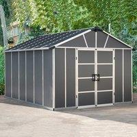 11' x 13.1' Palram Canopia Yukon Premium Dark Grey Skylight Plastic Shed with WPC Floor (3.32m x 3.93m)