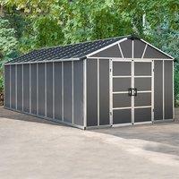 11' x 21.3' Palram Canopia Yukon Premium Dark Grey Plastic Shed with WPC Floor (3.32m x 6.43m)