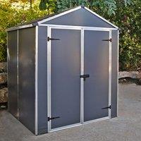 6' x 5' Palram Canopia Multi-Wall Premium Rubicon Plastic Shed - Dark Grey (1.85m x 1.53m)