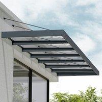 218 x 47 Palram Canopia Sophia XL 7000 Grey Clear Door Canopy (6.6m x 1.4m)