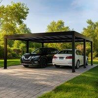 20' x 20' Palram Canopia Oslo Black Metal Double Carport (5.96m x 6.07m)