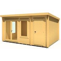 Shire Elm 4.2m x 3m Log Cabin with Side Shed (19mm)