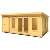 Shire Elm 5.1m x 3m Double Door Log Cabin with Side Shed (19mm)