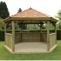 15'x13' (4.7x4m) Wooden Garden Gazebo with New England Cedar Roof - Seats up to 19 people