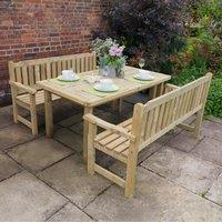 Forest Rosedene Wooden Garden Table and Benches Set 5'5 x 6'2 (1.65m x 1.87m)