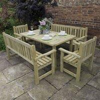 Forest Rosedene Wooden Garden Table, Benches and Chairs Set 8'9 x 6'2 (2.66m x 1.87m)