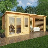 Mercia Elite 6m x 3m Double Glazed Pent Log Cabin and Slatted Gazebo (28mm)