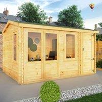 Mercia Elite 4m x 3m Double Glazed Garden Office Log Cabin with Side Shed (28mm)