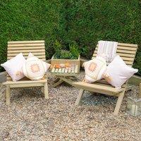 Forest Slatted Wooden Garden Table and Chairs Set 2'3 x 3'11 (0.68m x 1.19m)