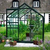 6'x8' Halls Green Frame Large Paned Toughened Glass Greenhouse (1.92x2.56m)