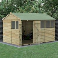 12' x 8' Forest Beckwood 25yr Guarantee Shiplap Pressure Treated Double Door Reverse Apex Wooden Shed (3.6m x 2.61m) - Next Working Day Delivery