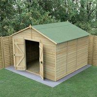 10' x 10' Forest Timberdale 25yr Guarantee Tongue & Groove Pressure Treated Windowless Double Door Apex Shed (3.21m x 3.05m)