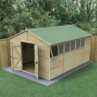 15' x 10' Forest Timberdale 25yr Guarantee Tongue & Groove Pressure Treated Double Door Apex Shed (4.53m x 3.21m)