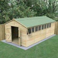 20' x 10' Forest Timberdale 25yr Guarantee Tongue & Groove Pressure Treated Double Door Apex Shed (3.21m x 6.00m)