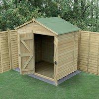 7' x 5' Forest Timberdale 25yr Guarantee Tongue & Groove Pressure Treated Windowless Double Door Apex Shed (2.33m x 1.58m)