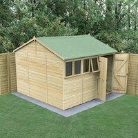 10' x 10' Forest Timberdale 25yr Guarantee Tongue & Groove Pressure Treated Double Door Reverse Apex Shed (3.21m x 3.05m)