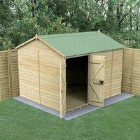 10' x 8' Forest Timberdale 25yr Guarantee Tongue & Groove Pressure Treated Windowless Double Door Reverse Apex Shed (3.05m x 2.61m)