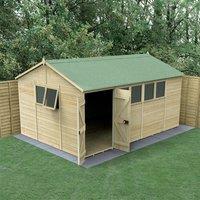 15' x 10' Forest Timberdale 25yr Guarantee Tongue & Groove Pressure Treated Double Door Reverse Apex Shed (4.53m x 3.21m)