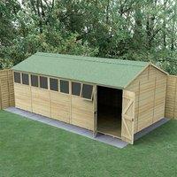 20' x 10' Forest Timberdale 25yr Guarantee Tongue & Groove Pressure Treated Double Door Reverse Apex Shed (6.00m x 3.21m)