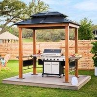 8' x 6' Trimetals Sojag Maui Wood Effect BBQ Garden Gazebo (2.49m x 1.78m)
