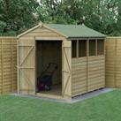 8' x 6' Forest 4Life 25yr Guarantee Overlap Pressure Treated Double Door Apex Wooden Shed - 4 Window