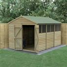 12' x 8' Forest 4Life 25yr Guarantee Overlap Pressure Treated Double Door Apex Wooden Shed (3.6m x 2