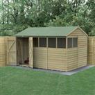 12' x 8' Forest 4Life 25yr Guarantee Overlap Pressure Treated Double Door Reverse Apex Wooden Shed -