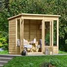 8' x 6' Forest Beckwood 25yr Guarantee Double Door Pent Summer House (2.52m x 2.05m)