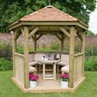 10'x9' (3x2.7m) Luxury Wooden Furnished Garden Gazebo with New England Cedar Roof - Seats up to 10 p
