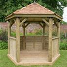 10'x9' (3x2.7m) Luxury Wooden Garden Gazebo with New England Cedar Roof - Seats up to 10 people