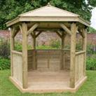 10'x9' (3x2.7m) Luxury Wooden Garden Gazebo with Timber Roof - Seats up to 10 people