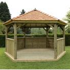 15'x13' (4.7x4m) Wooden Garden Gazebo with New England Cedar Roof - Seats up to 19 people