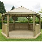 15'x13' (4.7x4m) Luxury Wooden Garden Gazebo with Timber Roof - Seats up to 19 people