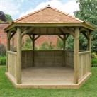13'x12' (4x3.5m) Luxury Wooden Garden Gazebo with New England Cedar Roof - Seats up to 15 people